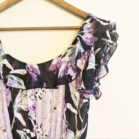 Anthropologie Foxiedox floral print off shoulder maxi dress purple Small NEW - Picture 8 of 9